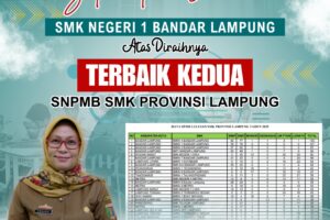 Selamat dan Sukses! SMKN 1 Bandar Lampung Raih Peringkat Terbaik Kedua SNPMB SMK Provinsi Lampung Tahun 2025