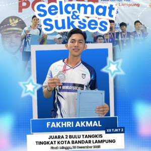 Satu Lagi Prestasi Gemilang! Fakhri Akmal Raih Juara 2 Bulu Tangkis Tingkat Kota Bandar Lampung